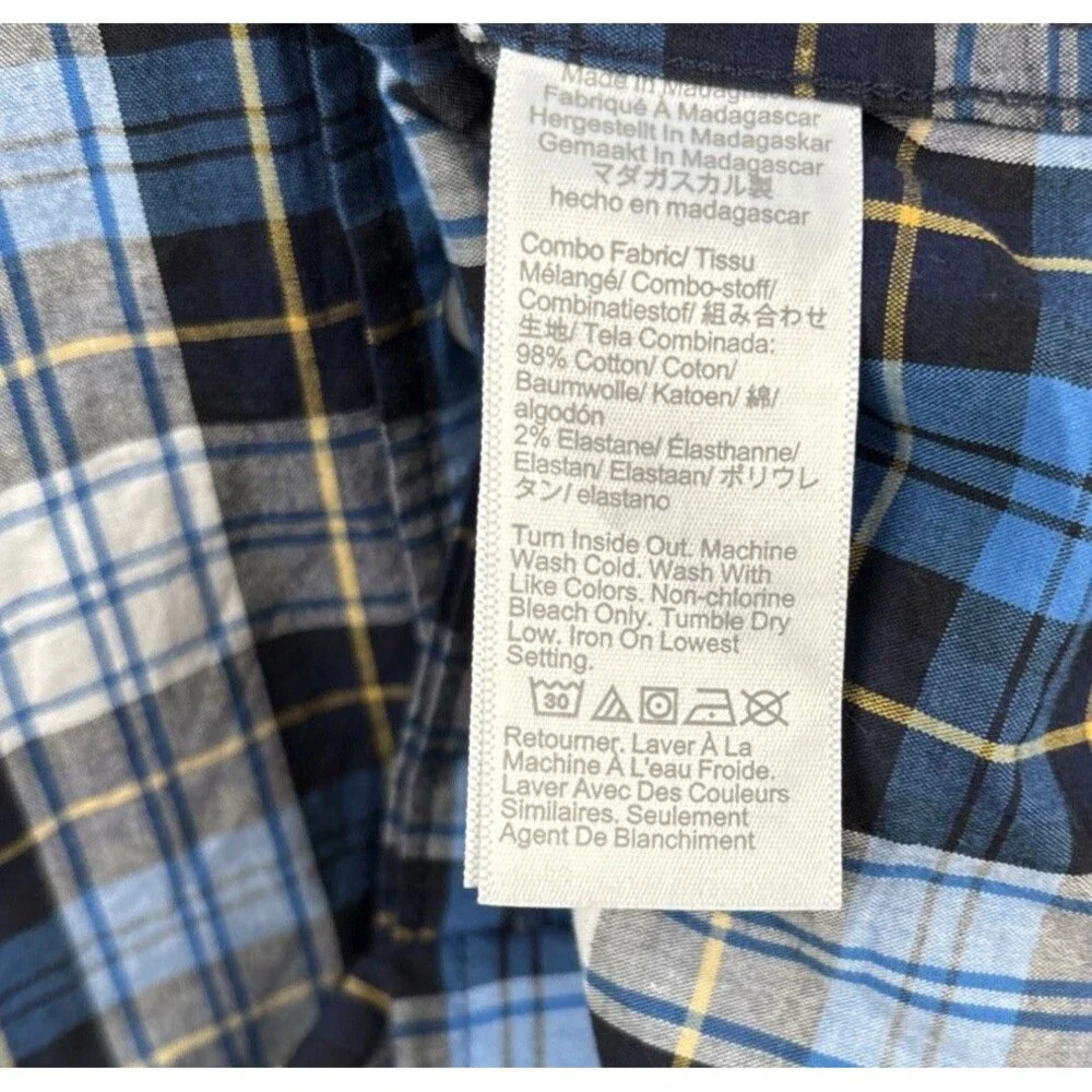 NWT J Crew Men's Large Blue Plaid Long Sleeve Button Shirt Slim B1050 Color BSW